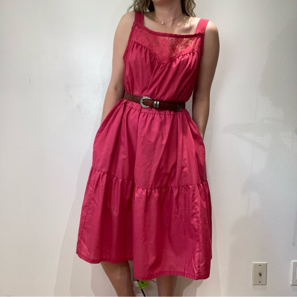 Vintage Berry Pink Tiered Prairie Dress